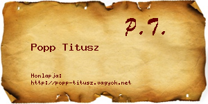 Popp Titusz névjegykártya